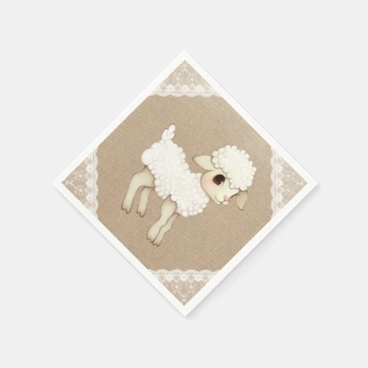 Cute Rustic Lamb Baby shower Paper Napkin Servet (Hoek)