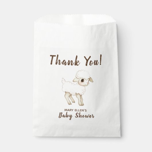 Cute Rustic Lamb Baby shower Party Favor Bags Bedankzakje (Voorkant)