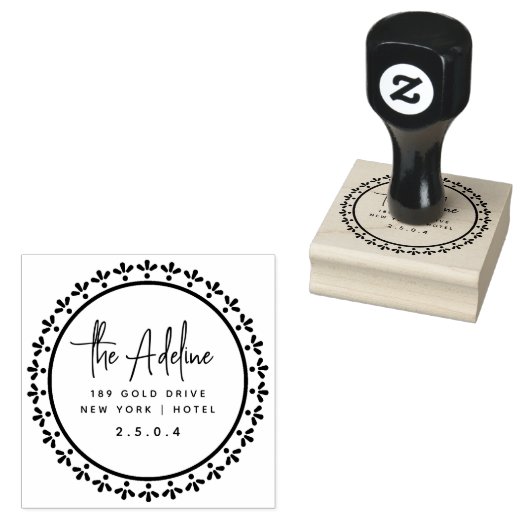 Cute Rustic Laurel Foliage Circular Return Address Rubberstempel (Gestempeld)