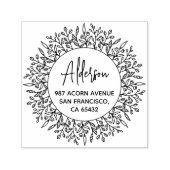 Cute Rustic Laurel Foliage Circular Return Address Zelfinktende Stempel (Design)