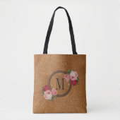 Cute Rustic Leather Kijk  Floral Monogram Tote Bag (Voorkant)