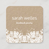 Cute Rustic Leaves Creative Designer Kraft Square Vierkante Visitekaartje (Voorkant)
