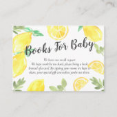 Cute rustic lemon baby shower books for baby card informatiekaartje (Voorkant)
