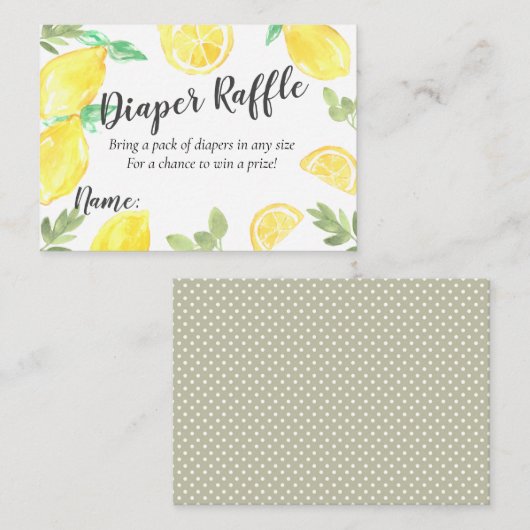 Cute rustic lemon babydouche-kaartje informatiekaartje (Voorkant / Achterkant)