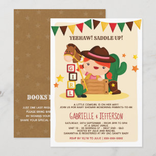 Cute Rustic Little Cowgirl Baby shower Theme Kaart
