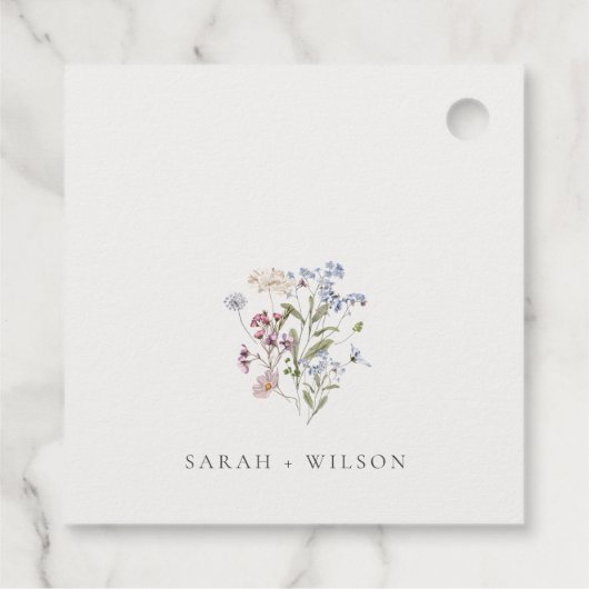 Cute Rustic Meadow Floral Wreath Photo Wedding Bedankjes Labels (Achterkant)