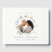 Cute Rustic Meadow Floral Wreath Photo Wedding Gastenboek (Voorkant)