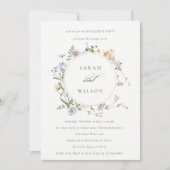 Cute Rustic Meadow Floral Wreath Verloving Invite Bedankkaart (Voorkant)