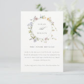 Cute Rustic Meadow Floral Wreath Weddenschap Detai Informatiekaartje (Staand voorkant)