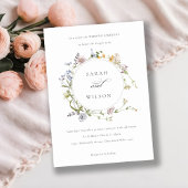 Cute Rustic Meadow Floral Wreath Wedding Invite Bedankkaart