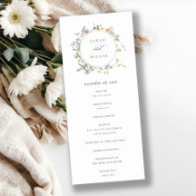 Cute Rustic Meadow Floral Wreath Wedding Programme