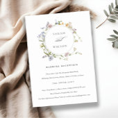 Cute Rustic Meadow Floral Wreath Wedding Reception Informatiekaartje