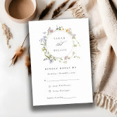 Cute Rustic Meadow Floral Wreath Wedding RSVP Informatiekaartje