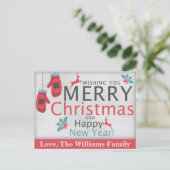 Cute Rustic Merry Happy Nieuwjaar Feestdagenkaart (Staand voorkant)