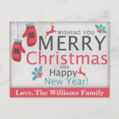 Cute Rustic Merry Happy Nieuwjaar Feestdagenkaart (Voorkant)