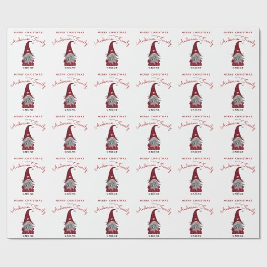 Cute Rustic Merry kerst Family Gnome Home Wrap Cadeaupapier (Vlak)