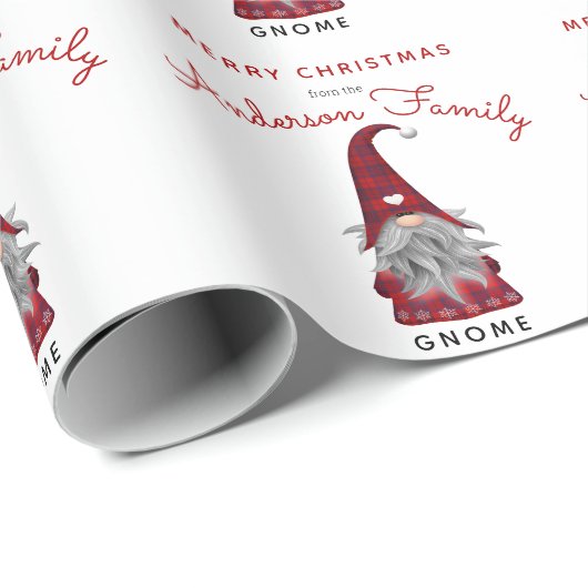 Cute Rustic Merry kerst Family Gnome Home Wrap Cadeaupapier (Rol Hoek)
