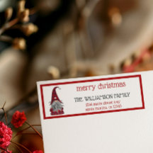 Cute Rustic Merry kerst Gnome Return Address