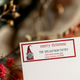 Cute Rustic Merry kerst Gnome Return Address Etiket