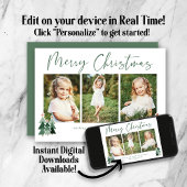 Cute Rustic Modern Merry Kerstmis 3 Feestdagenkaart