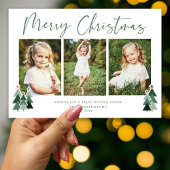 Cute Rustic Modern Merry Kerstmis 3 Feestdagenkaart