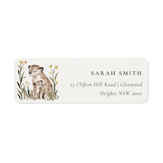 Cute Rustic Mum and Baby Tiger Foliage Address Etiket (Voorkant)