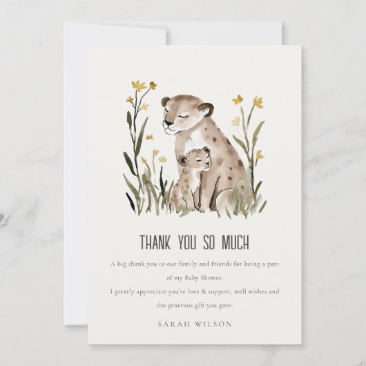 Cute Rustic Mum and Baby Tiger Foliage Baby Shower Bedankkaart (Voorkant)