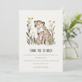 Cute Rustic Mum and Baby Tiger Foliage Baby Shower Bedankkaart (Staand voorkant)