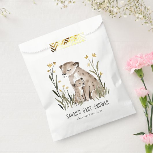 Cute Rustic Mum and Baby Tiger Foliage Baby Shower Bedankzakje (Gezegeld)