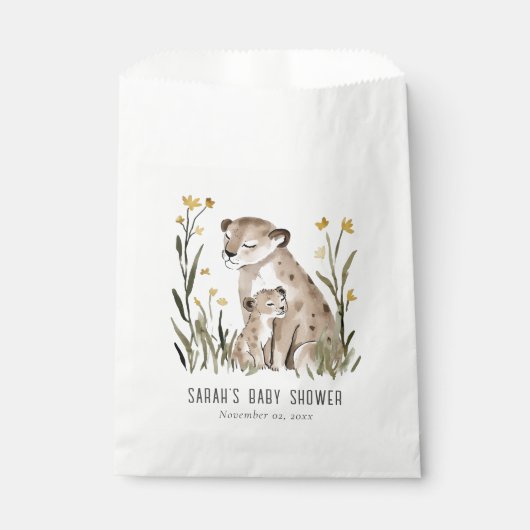 Cute Rustic Mum and Baby Tiger Foliage Baby Shower Bedankzakje (Voorkant)