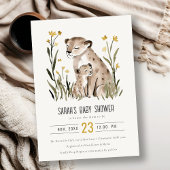 Cute Rustic Mum and Baby Tiger Foliage Baby Shower Kaart