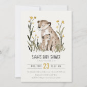 Cute Rustic Mum and Baby Tiger Foliage Baby Shower Kaart (Voorkant)