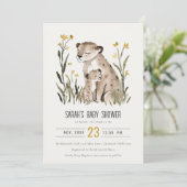 Cute Rustic Mum and Baby Tiger Foliage Baby Shower Kaart (Staand voorkant)