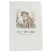 Cute Rustic Mum and Baby Tiger Foliage Baby Shower Medium Cadeauzakje (Voorkant)