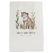 Cute Rustic Mum and Baby Tiger Foliage Baby Shower Medium Cadeauzakje (Achterkant)