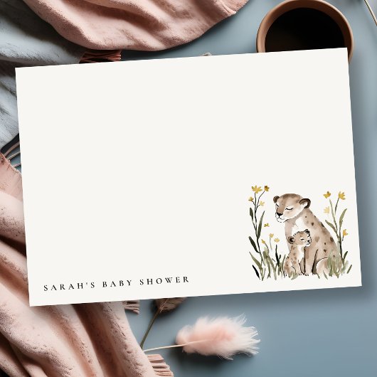 Cute Rustic Mum and Baby Tiger Foliage Baby Shower Notitiekaartje
