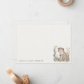 Cute Rustic Mum and Baby Tiger Foliage Baby Shower Notitiekaartje (Voorkant / Achterkant in situ)