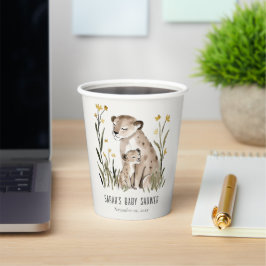 Cute Rustic Mum and Baby Tiger Foliage Baby Shower Papieren Bekers