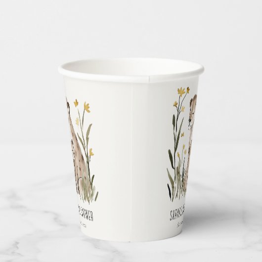 Cute Rustic Mum and Baby Tiger Foliage Baby Shower Papieren Bekers (Rechts)