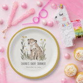 Cute Rustic Mum and Baby Tiger Foliage Baby Shower Papieren Bordje (Feest)