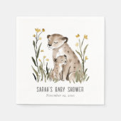 Cute Rustic Mum and Baby Tiger Foliage Baby Shower Servet (Voorkant)