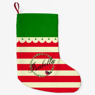 Cute Rustic Name Red Green Cream Kleine Kerstsok