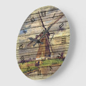 Cute Rustic Nederlandse Waterverf windmolen Grote Klok (Hoek)
