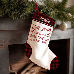 Cute Rustic Pattern Funny Letter to Santa Kleine Kerstsok