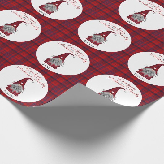 Cute Rustic Personalized kerstgrint Elf Cadeaupapier (Hoek)