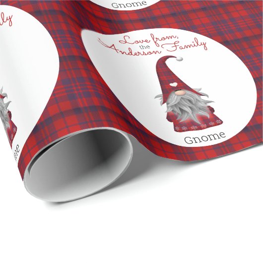 Cute Rustic Personalized kerstgrint Elf Cadeaupapier (Rol Hoek)