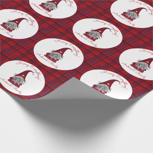 Cute Rustic Personalized kerstgrint Elf Cadeaupapier (Hoek)