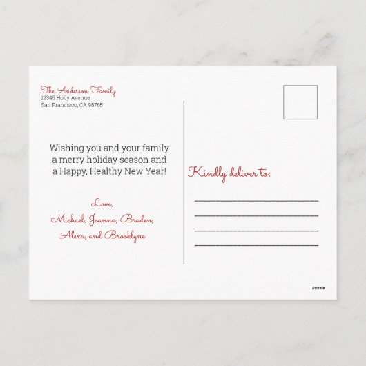 Cute Rustic Personalized kerstgrint Elf Feestdagenkaart (Achterkant)