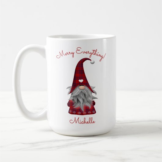 Cute Rustic Personalized kerstgrint Elf Koffiemok (Links)