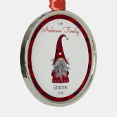 Cute Rustic Personalized kerstgrint Elf Metalen Ornament (Rechts)